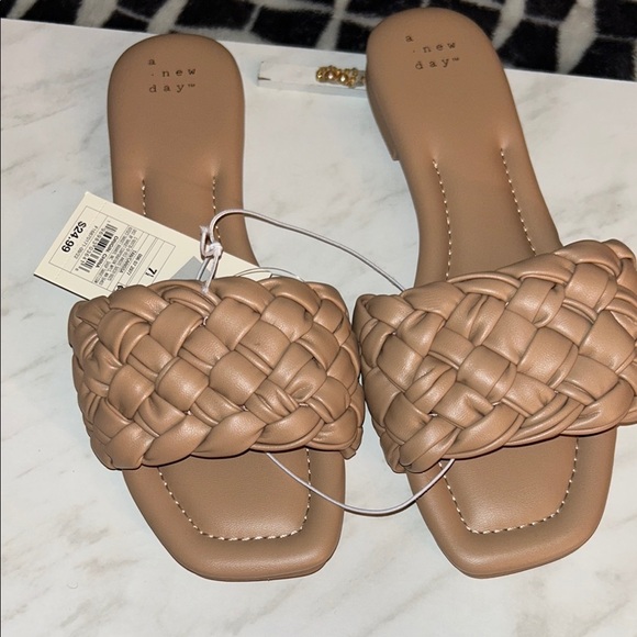 a new day Shoes - Brand New never worn ! A New Day Women's Tan Woven Slide Sandals